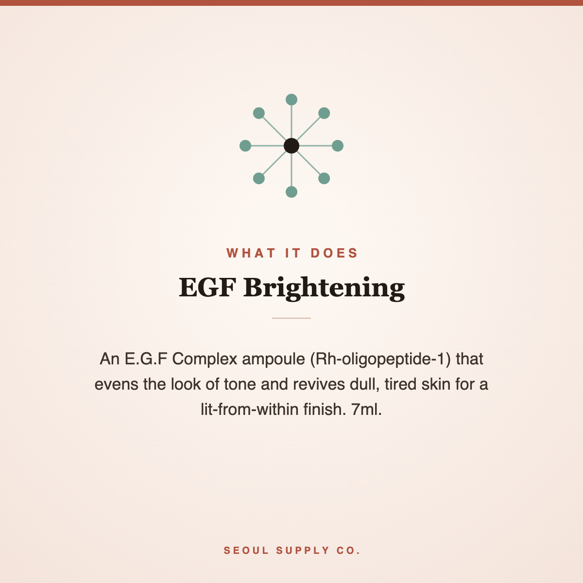 EGF Brightening ampoule information card with benefits and product description text