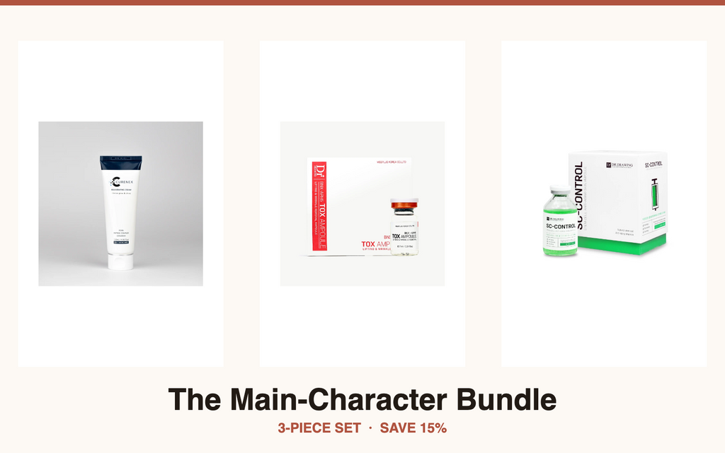 Skincare bundle 3-piece set with cream tube and boxed products